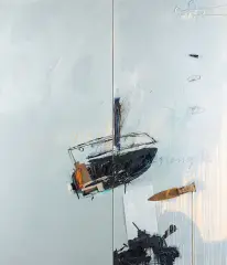 Wojciech Kopeć, Not Poet Enough - Lepanto travesty z cyklu Wróg urojony, 2010, olej, stal, kalka, płótno