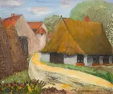 Michel Kikoine, Widok na wieś, 1948, olej, płótno