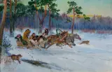 Napad wilków by Wojciech Kossak, 1932, olej, płótno, sold Mar 2022