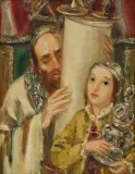 Zygmunt Menkes, Niosący Torę (Simchat Tora), przed 1935, olej, płótno