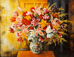 Moïse Kisling, Bukiet kwiatów w wazonie (Grand bouquet varié), 1949, olej, płótno