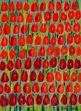 Czerwone tulipany by Edward Dwurnik, 2018, olej, płótno, sold Mar 2022