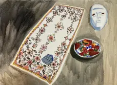 Venice strawberis by Arkadii Martyniuk, gwasz, płótno, sold Mar 2022