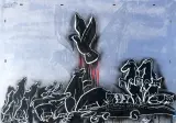 Juvone Money, We Will Fly High, 2022, farby graffiti, akryl, drewno, szkło