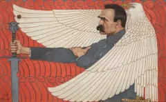 Edward Okuń, Portret Marszałka Józefa Piłsudskiego, 1919, olej, kredka, płótno, deska