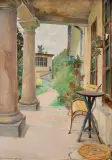 Jacek Malczewski, Willa w Lusławicach, 1924, olej, płyta