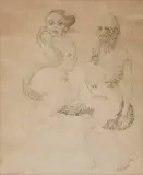 Jan Lebensztejn, Poulpe I, 1979, ołówek, akwarela, papier