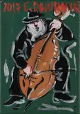 Kontrabasista by Edward Dwurnik, 2017, akryl, płótno, sold May 2022