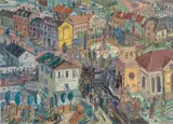 Syców by Edward Dwurnik, 1987, olej, płótno, sold May 2022