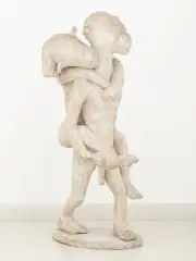 Sylwester Ambroziak, Mężczyzna niosący kobietę, 1991, drewno patynowane