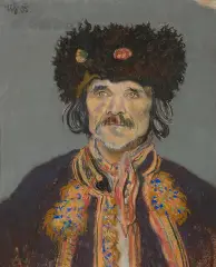 Kazimierz Sichulski, Stary hucuł, 1905, pastel, papier żeberkowy