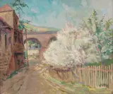 Jan Rubczak, Kwitnąca jabłoń, 1918, olej, płótno