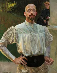Jacek Malczewski, Autoportret z pędzlem w dłoni, 1906, olej, tektura