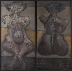 Jan Lebensztejn, Points de vue, 1967, akryl, płótno (dyptyk)