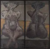 Jan Lebensztejn, Points de vue, 1967, akryl, płótno (dyptyk)