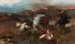 Józef Brandt, Utarczka, ok. 1896, olej, płótno