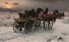 Alfred Wierusz-Kowalski, W wieczornej mgle, ok. 1890, olej, płótno