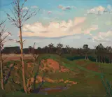 Ferdynand Ruszczyc, Pejzaż wiosenny, ok. 1899, olej, płótno naklejone na tekturę