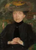 Olga Boznańska, Portret kobiety w brązowym kapeluszu, ok. 1900, olej, tektura