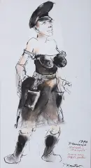 Tadeusz Kantor, Znana nam skądś postać... (studium do Wielopole, Wielopole), 1980, tusz, flamaster, kolaż, papier