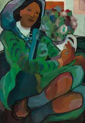 Lech Kunka, Zosia (Dziewczyna z gitarą), 1955, olej, tektura