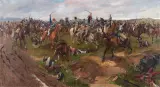 Georg Boddien, Bitwa pod Waterloo, przełom XIX i XX w. (Bitwa huzarów hannowerskich ze szwoleżerami napoleońskimi), olej, płótno