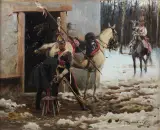 Zygmunt Rozwadowski, Przy kuźni (Kucie konia), ok. 1900-1910, olej, tektura
