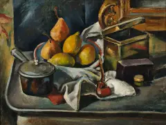 Jerzy Ascher, Martwa natura z gruszkami, olej, płótno