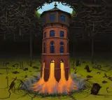 Jacek Yerka, Underwater Tower, 1996, akryl, płótno