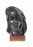 Głowa Chopina by Tadeusz Łodziana, lata 70 XX w., brąz, podstawa drewniana, sold Sep 2023