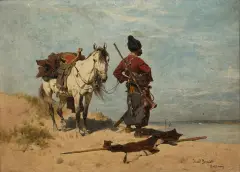 Józef Brandt, Kozak u przewozu, olej, płótno