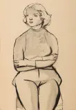 Andrzej Wróblewski, Dziewczyna nr 1252, ok. 1955-1956, tusz, papier