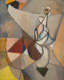 Tadeusz Kantor, Przestrzeń parasolowata i figury, ok. 1948, olej, płótno