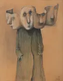 Stasys Eidrigevičius, Zmieniające się twarze, 1987, pastel, papier