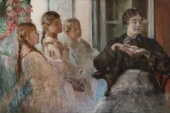 Jacek Malczewski, Lekcja historii, 1916, olej, tektura