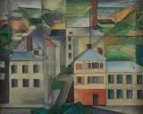 Marek Włodarski, Domy, 1924, olej, papier
