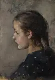Olga Boznańska, Portret dziewczynki, ok. 1890, olej, płótno, tektura