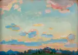 Jan Stanisławski, Zachód nad Osobitą, ok. 1900, olej, tektura