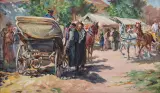 Stanisław Kaczor-Batowski, Targ w miasteczku, ok. 1920, olej, płótno dublowane