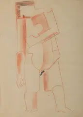 Marek Włodarski, Akt stojący z opuszczoną wzdłuż tułowia prawą ręką, 1924-1925, sangwina, papier
