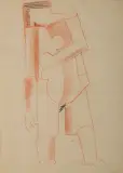 Marek Włodarski, Akt stojący z opuszczoną wzdłuż tułowia prawą ręką, 1924-1925, sangwina, papier