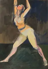 Andrzej Wróblewski, Gimnastyczka [Kompozycja figuralna nr 842], ok. 1955-1956, akwarela, tusz, papier