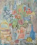 Jasny bukiet by Helena Zaremba-Cybisowa, 1975, olej, płótno, sold Mar 2024