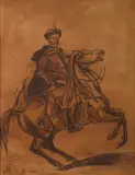 Piotr Michałowski, Jeździec polski, akwarela, papier