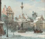 Widok na Kolumnę Zygmunta w Warszawie by Władysław Chmieliński, olej, płótno, sold Jun 2024