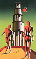 Mark Kostabi, Dance of the ego, 2007, olej, płótno