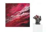 Joanna Roszkowska, Duet Fasciato, 2021, obraz: akryl, płótno; rzeźba: technika własna, metal, ceramika