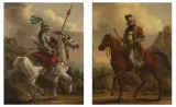 Autor Nieokreślony, Para portretów: Wódz Kurdów, I poł. XIX w. (Saracen, Wódz perski na koniu, Jeździec perski) / Dostojnik perski, I poł. XIX w. (Pers, Pers na koniu), olej, płyta stalowa