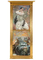 Jacek Malczewski, Powrót do ojczyzny, 1916: Porzuć żałobę / Powrót rycerza, olej, tektura
