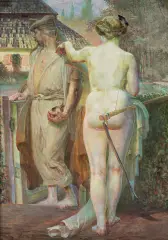 Jacek Malczewski, Thanatos, 1913 (Śmierć, Scena symboliczna – Thanatos [Śmierci kuszenie], Kuszenie śmierci), olej, płótno